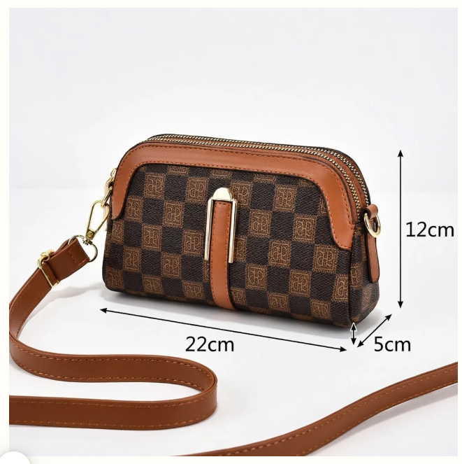 Yin Ximan Korean Style Chessboard Mini Square Crossbody Bag - Khaki