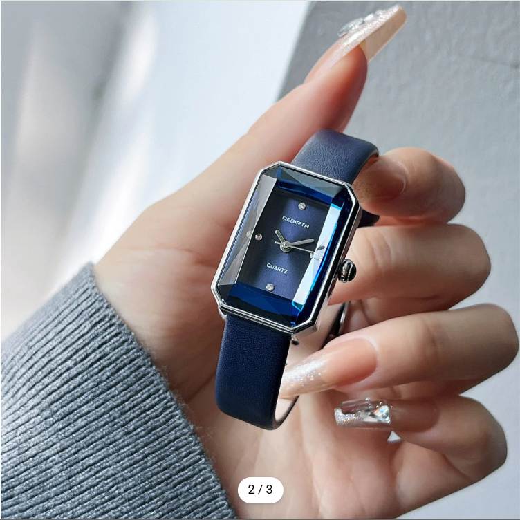 Elegant Women's Rectangular Quartz Watch with Diamond Accents - Luxe Edition