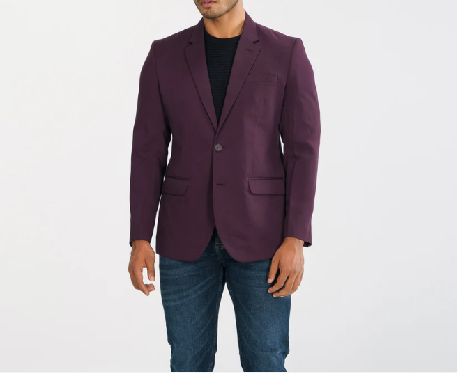 Mens Maroon Slim Fit Blazer