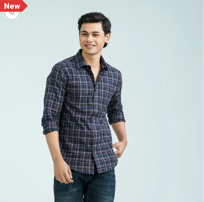 Men’s Ash Navy Casual Cotton Shirt